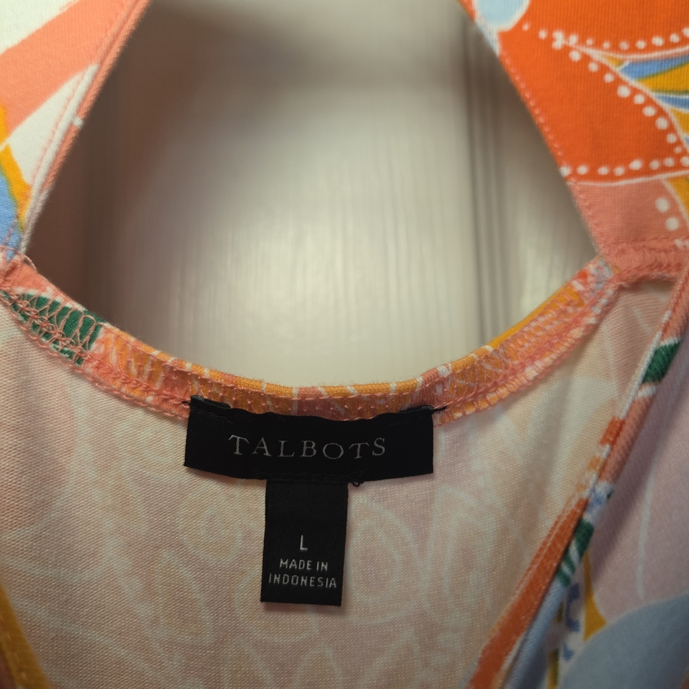 Talbots Floral Maxi Dress, Sz L Orange/Pink - Picture 2 of 12